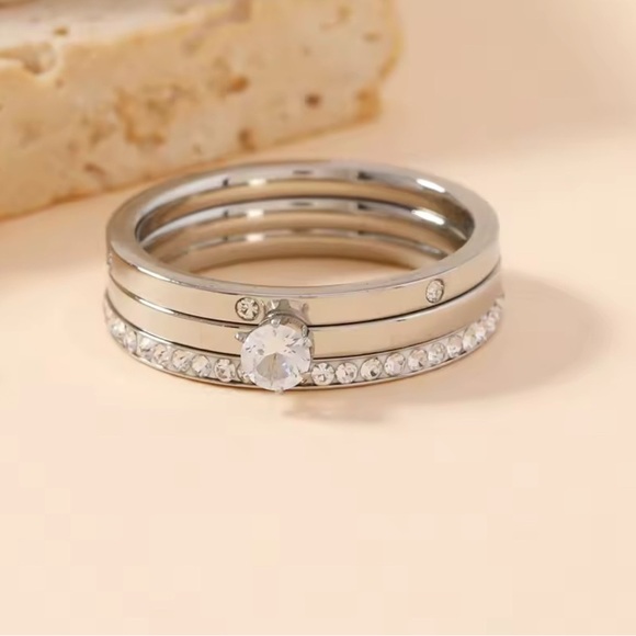 18K Gold Plated Silver Rings with Zirconia | NEW - Picture 3 of 6